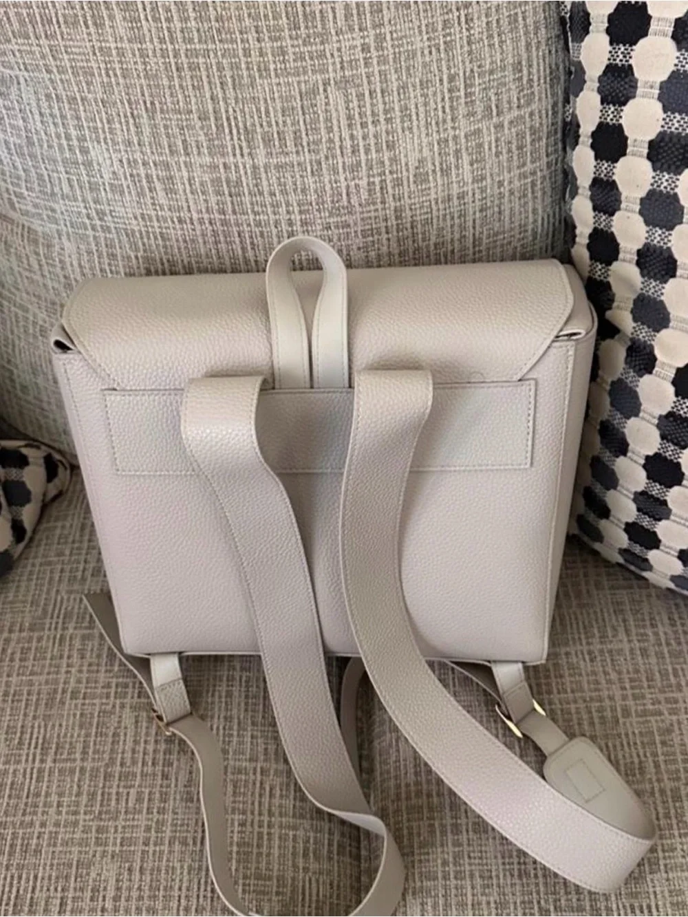 Women's Cream Faux Leather Backpack Satchel